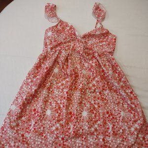 SHEIN PEACH, RED AND WHITE RUFFLED CAP SLEEVES SPAGHETTI STRAP BLOUSE WOMEN'S S